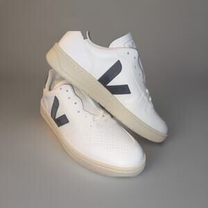 Veja V-10 VX0702901B Sneaker Men's White Black Leather Comfort Casual Shoes